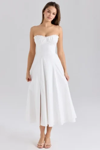 Abito estivo con stampa rose Clarabelle in cotone e corsetto staccabile