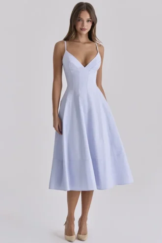 Abito estivo in cotone con lacci Millie Bluebell