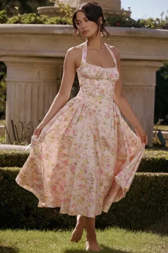 Abito Estivo in cotone con stampa Adabella Pink Meadow