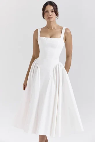 Abito estivo midi in cotone bianco “Dorothy”