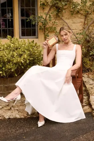 Abito estivo midi in cotone bianco “Dorothy”