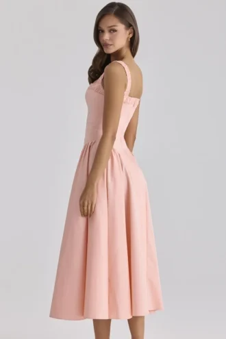 Abito estivo midi in cotone color pesca Dorothy