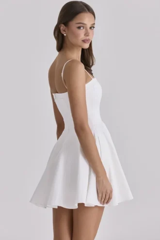 Abito estivo mini svasato in cotone bianco Dolly
