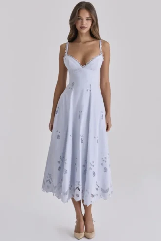 Abito estivo Tatiana Bluebell in pizzo + cotone broderie anglaise