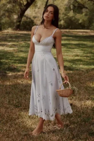 Abito estivo Tatiana Bluebell in pizzo + cotone broderie anglaise