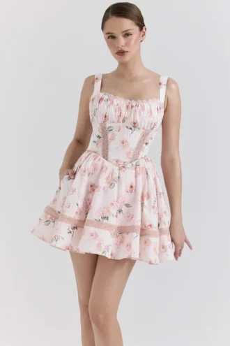 Abito in cotone con stampa floreale rosa Kimmie Peach