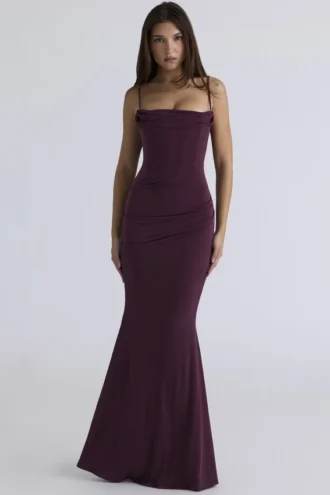 Abito lungo a corsetto Milena Dark Cherry