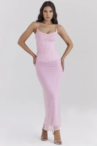Abito lungo a corsetto Nalini Cotton Candy