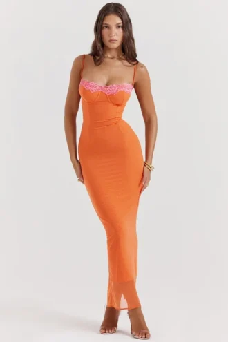 Abito lungo Aiza Flame Orange