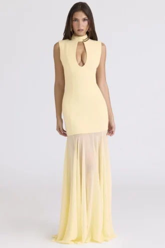 Abito lungo con scollo a goccia Raphaella Butter Yellow