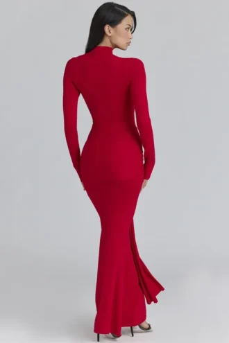 Abito lungo drappeggiato sui fianchi Imogen rosso scarlatto