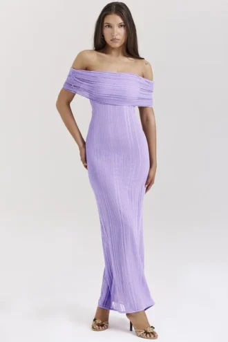 Abito lungo in maglia a scaletta Micah Orchid