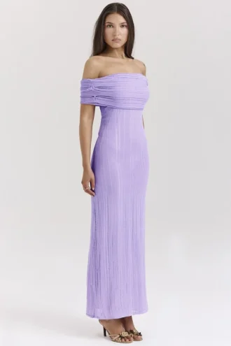 Abito lungo in maglia a scaletta Micah Orchid