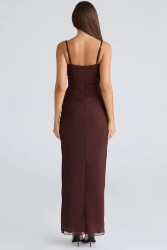 Abito lungo in rete elasticizzata Lini bordeaux
