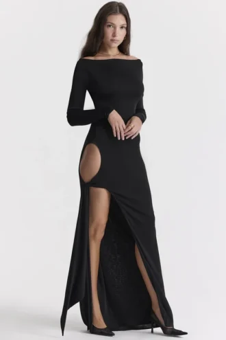 Abito lungo nero con cut-out Marella