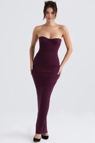 Abito lungo senza spalline con corsetto Lucia Grape