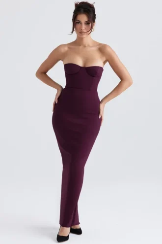 Abito lungo senza spalline con corsetto Lucia Grape