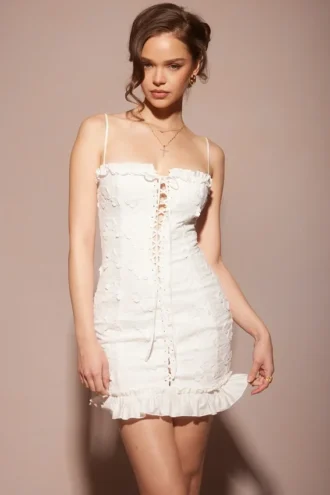 Abito Marlene in cotone bianco con ricamo inglese