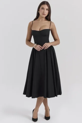 Abito midi a corsetto nero Samaria