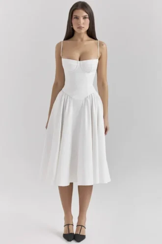 Abito midi a corsetto Samaria bianco