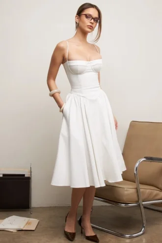 Abito midi a corsetto Samaria bianco