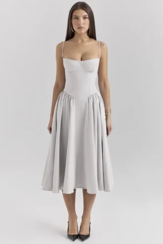 Abito midi a corsetto Samaria grigio tortora