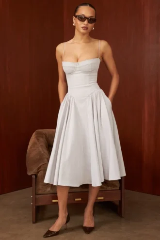 Abito midi a corsetto Samaria grigio tortora