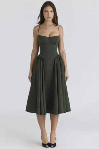 Abito midi a corsetto Samaria verde smeraldo