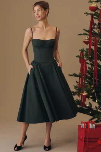 Abito midi a corsetto Samaria verde smeraldo