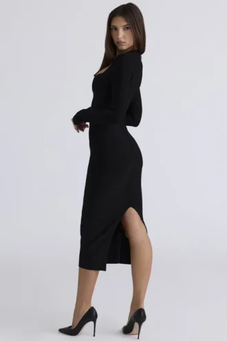 Abito midi a fascia a maniche lunghe Naomi Black