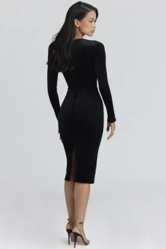 Abito midi Asha in velluto nero