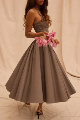 Abito midi con scollo all’americana Coquette Smoke