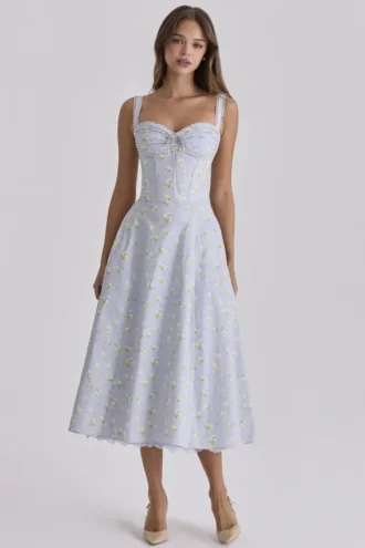 Abito midi con stampa floreale “Rosalee Blue Wildflower”