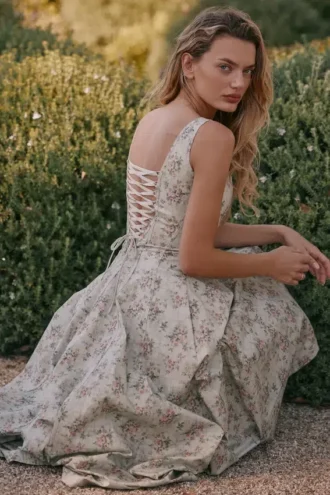 Abito midi in cotone con stampa floreale Mariabella Sage