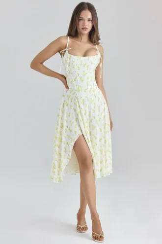 Abito midi in georgette con stampa floreale Yvette Lemon