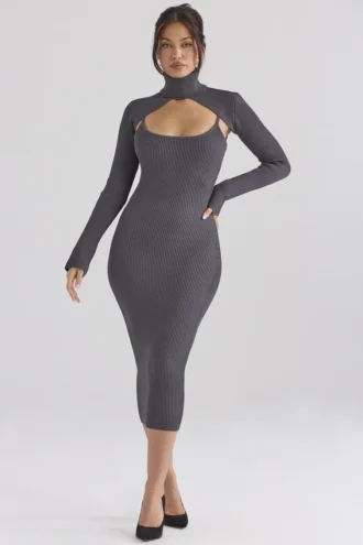 Abito midi in maglia Meliora color antracite