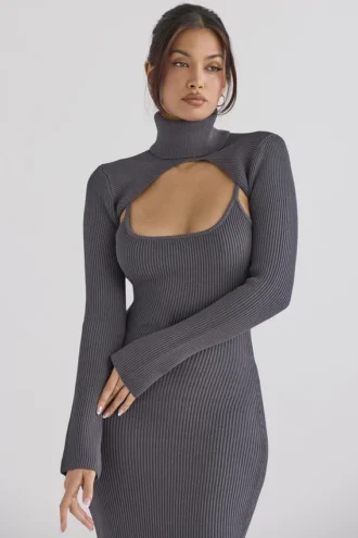 Abito midi in maglia Meliora color antracite