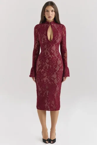Abito midi in pizzo Berry “Pierette”