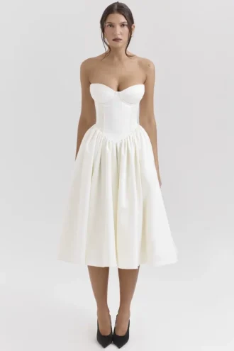 Abito midi in raso avorio vintage Coco