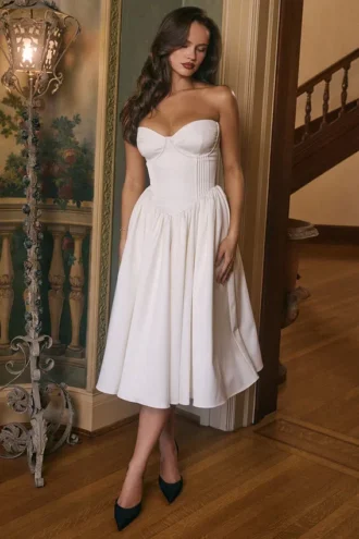 Abito midi in raso avorio vintage Coco