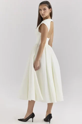 Abito midi in raso moiré avorio Debutante