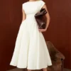 Abito midi in raso moiré avorio Debutante