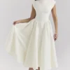 Abito midi in raso moiré avorio Debutante