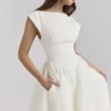 Abito midi in raso moiré avorio Debutante