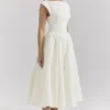 Abito midi in raso moiré avorio Debutante