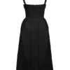 Abito midi in raso nero con spalline intrecciate “Paloma”
