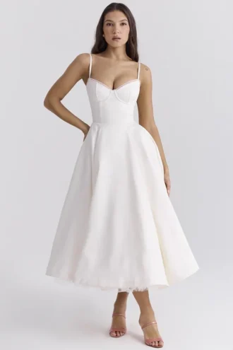 Abito midi in tulle bianco Mademoiselle