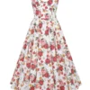 Abito midi in tulle con stampa di rose italiane Mademoiselle