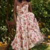 Abito midi in tulle con stampa di rose italiane Mademoiselle