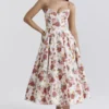 Abito midi in tulle con stampa di rose italiane Mademoiselle